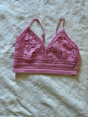 Love Tree Bubblegum Pink Crochet Tank , Bralette with Adjustable Straps